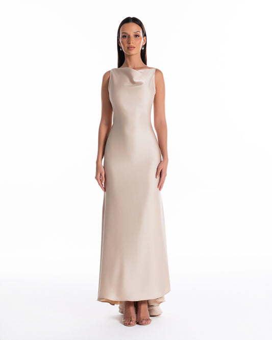 Draped Back Silk Gown