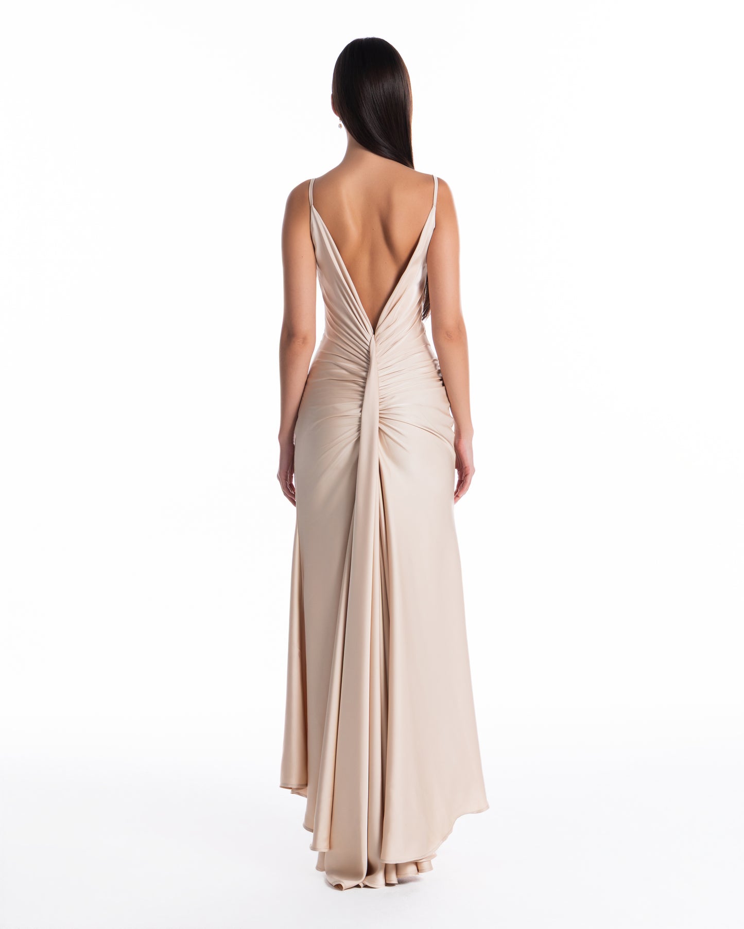 Draped Back Silk Gown