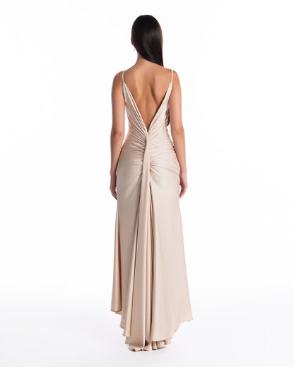 Draped Back Silk Gown
