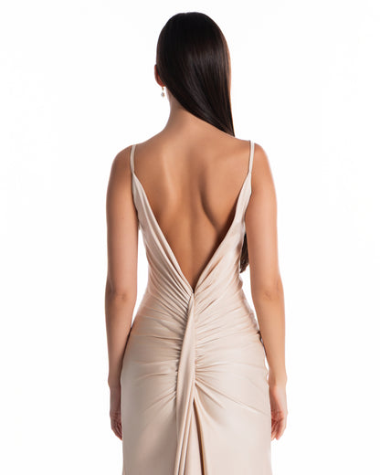 Draped Back Silk Gown