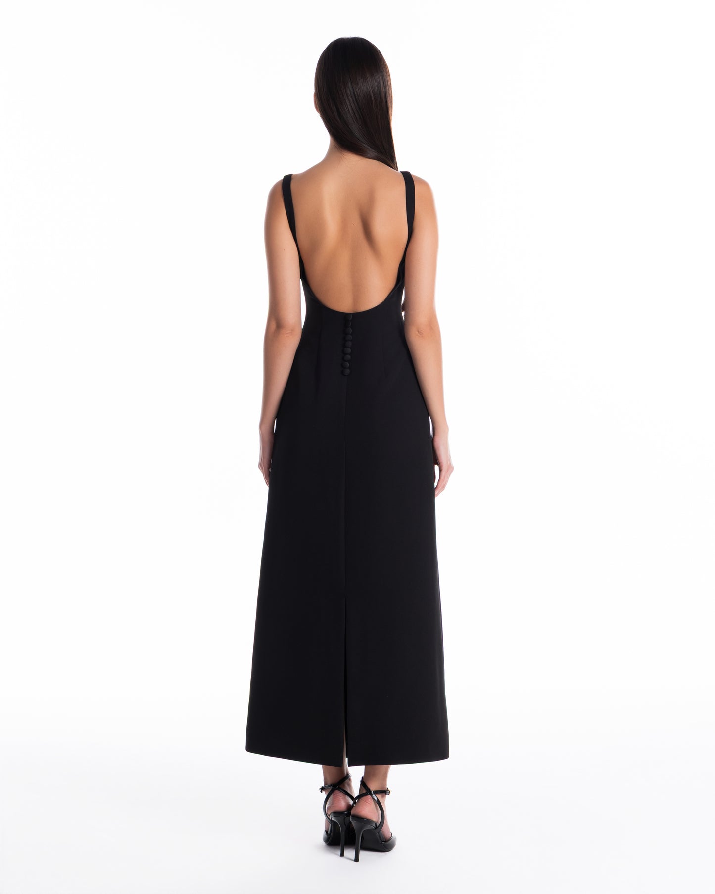 Boat Neck Backless Detail Dress